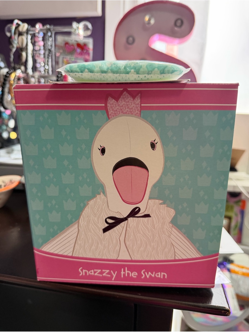 Snazzy the Swan Decorative Box - Pink & Aqua Scentsy buddy